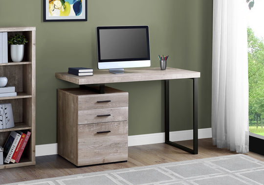 I 7410 Computer Desk - 48"L / Taupe Reclaimed Wood / Black Metal - Furniture Depot