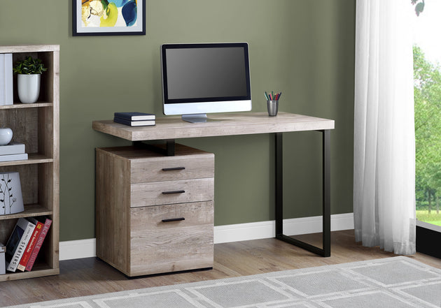 I 7410 Computer Desk - 48"L / Taupe Reclaimed Wood / Black Metal - Furniture Depot