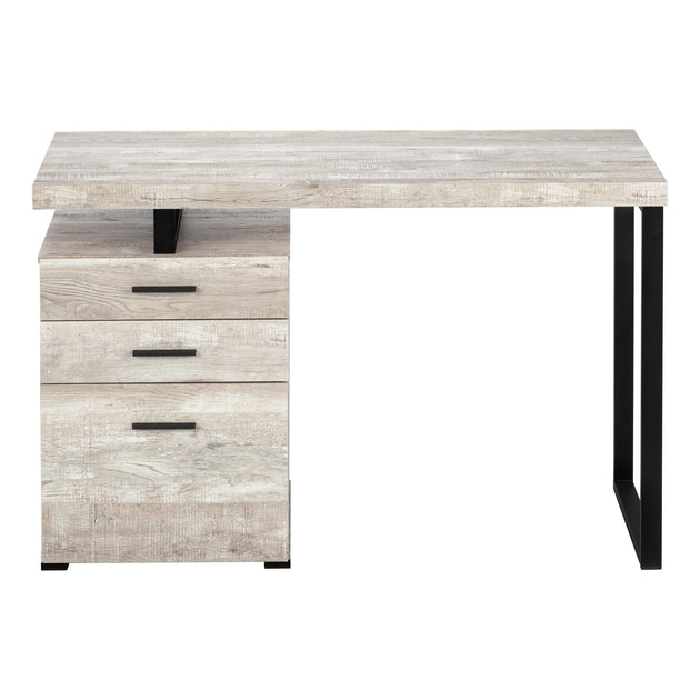 I 7410 Computer Desk - 48"L / Taupe Reclaimed Wood / Black Metal - Furniture Depot