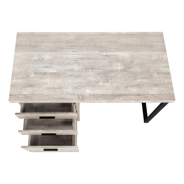 I 7410 Computer Desk - 48"L / Taupe Reclaimed Wood / Black Metal - Furniture Depot