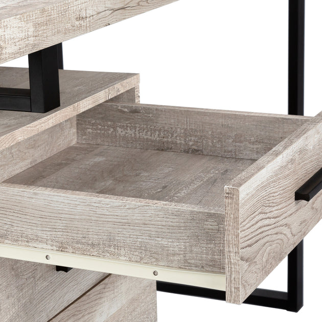 I 7410 Computer Desk - 48"L / Taupe Reclaimed Wood / Black Metal - Furniture Depot