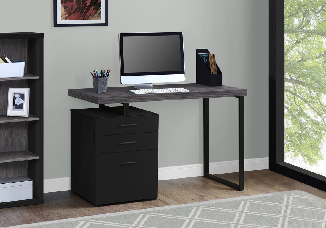I 7411 Computer Desk - 48"L / Black / Grey Top Left/Right Facing - Furniture Depot