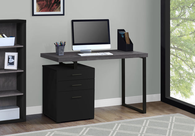 I 7411 Computer Desk - 48"L / Black / Grey Top Left/Right Facing - Furniture Depot