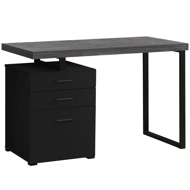 I 7411 Computer Desk - 48"L / Black / Grey Top Left/Right Facing - Furniture Depot