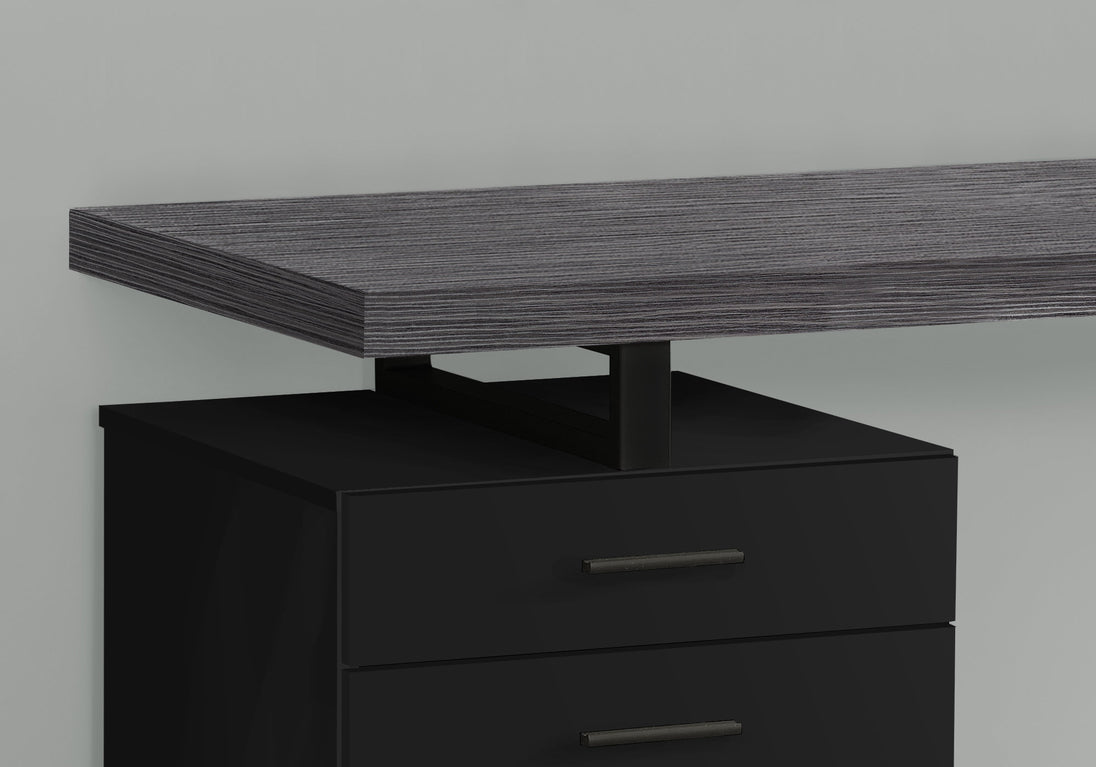 I 7411 Computer Desk - 48"L / Black / Grey Top Left/Right Facing - Furniture Depot