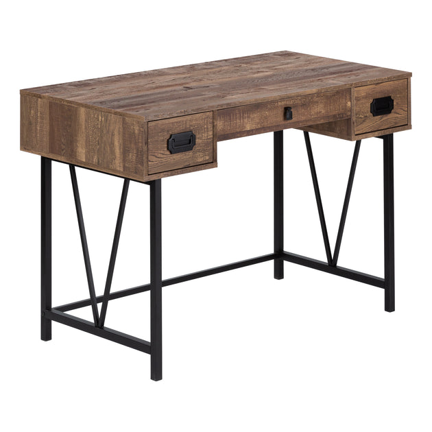 I 7412 Computer Desk - 48"L / Brown Reclaimed Wood / Black Metal - Furniture Depot