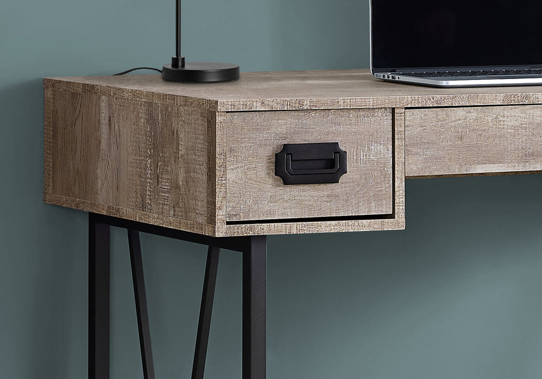 I 7414 Computer Desk - 48"L / Taupe Reclaimed Wood / Black Metal - Furniture Depot