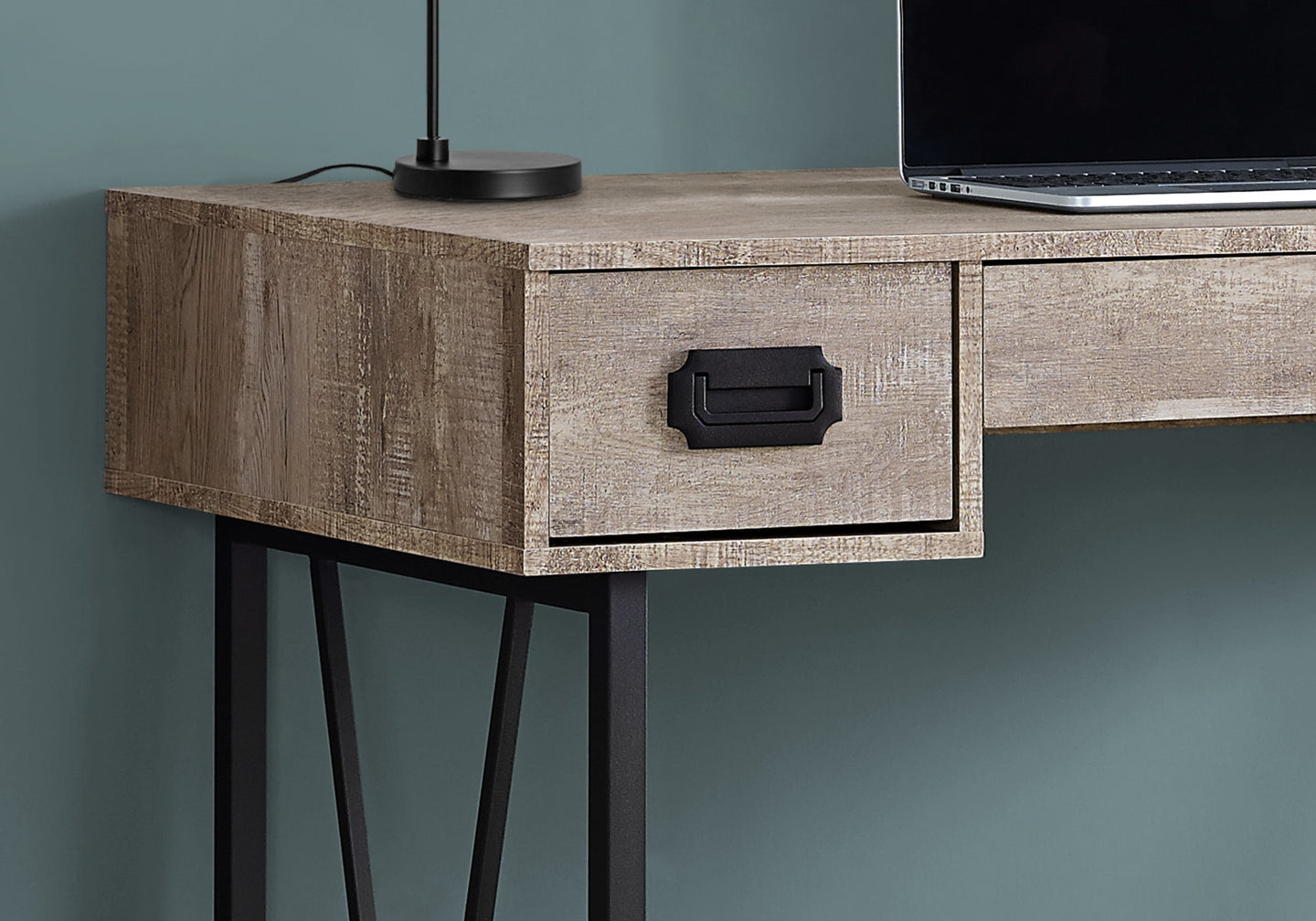 I 7414 Computer Desk - 48"L / Taupe Reclaimed Wood / Black Metal - Furniture Depot