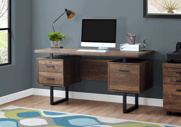 I 7416 Computer Desk - 60"L / Brown Reclaimed Wood / Black Metal - Furniture Depot (7881135358200)