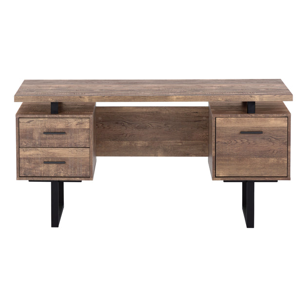 I 7416 Computer Desk - 60"L / Brown Reclaimed Wood / Black Metal - Furniture Depot (7881135358200)