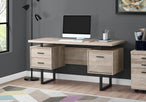 I 7418 Computer Desk - 60"L / Taupe Reclaimed Wood / Black Metal - Furniture Depot