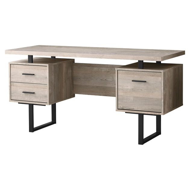 I 7418 Computer Desk - 60"L / Taupe Reclaimed Wood / Black Metal - Furniture Depot