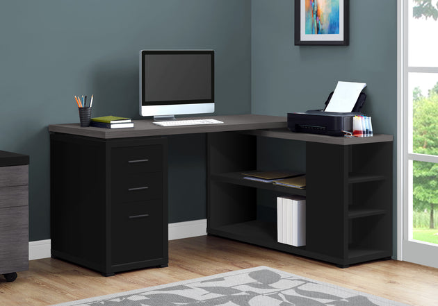 I 7419 Computer Desk - Black / Grey Top Left/Right Facing Corner - Furniture Depot