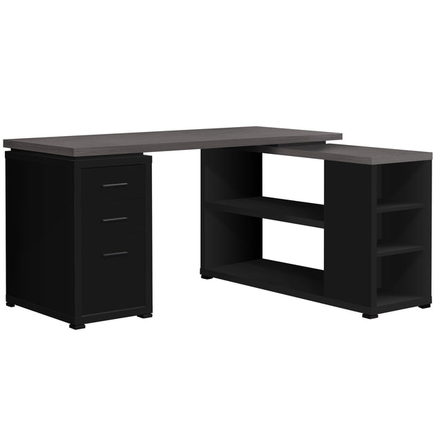 I 7419 Computer Desk - Black / Grey Top Left/Right Facing Corner - Furniture Depot