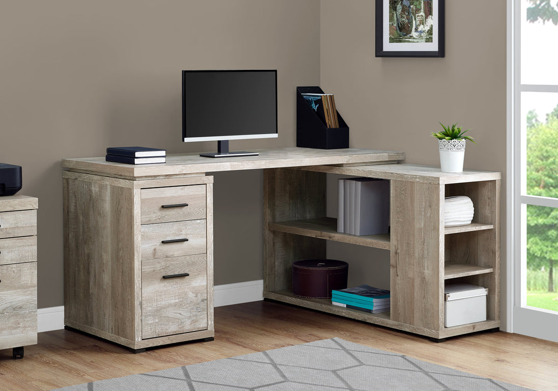 I 7422 Computer Desk - Taupe Reclaimed Wood L/R Facing Corner - Furniture Depot (7881135620344)