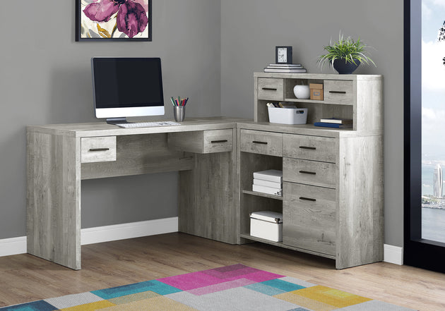 I 7428 Computer Desk - Grey Reclaimed Wood L/R Facing Corner - Furniture Depot