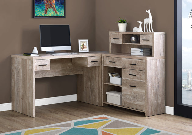 I 7429 Computer Desk - Taupe Reclaimed Wood L/R Facing Corner - Furniture Depot