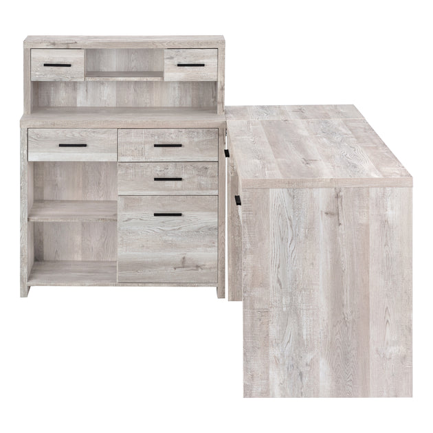 I 7429 Computer Desk - Taupe Reclaimed Wood L/R Facing Corner - Furniture Depot