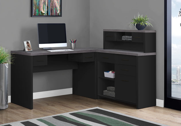 I 7430 Computer Desk - Black / Grey Top Left/Right Facing Corner - Furniture Depot