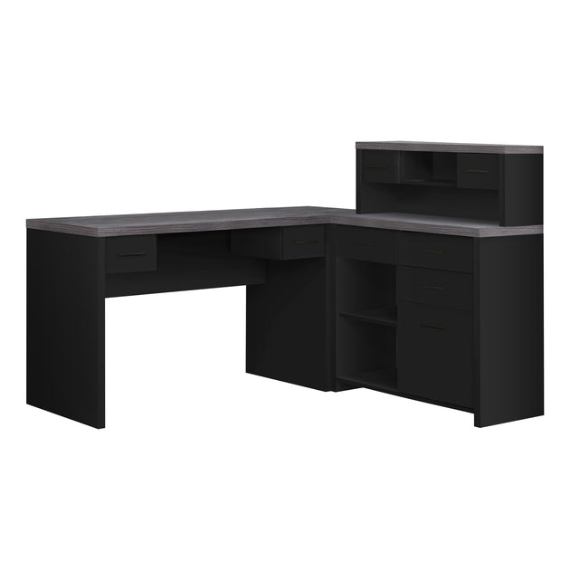 I 7430 Computer Desk - Black / Grey Top Left/Right Facing Corner - Furniture Depot