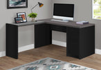 I 7431 Computer Desk - Black / Grey Top Corner W/ Tempered Glass - Furniture Depot