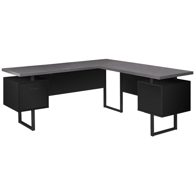 I 7432 Computer Desk - 70"L / Black / Grey Top Left/Right Facing - Furniture Depot