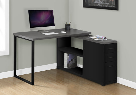 I 7433 Computer Desk - Black / Grey Top Left/Right Facing Corner - Furniture Depot
