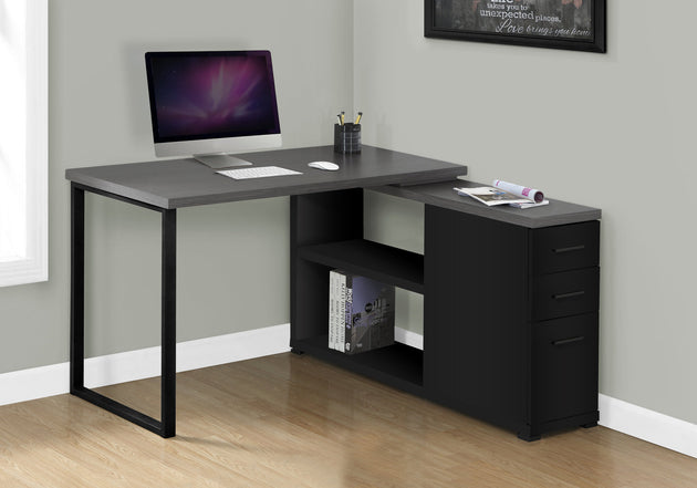 I 7433 Computer Desk - Black / Grey Top Left/Right Facing Corner - Furniture Depot