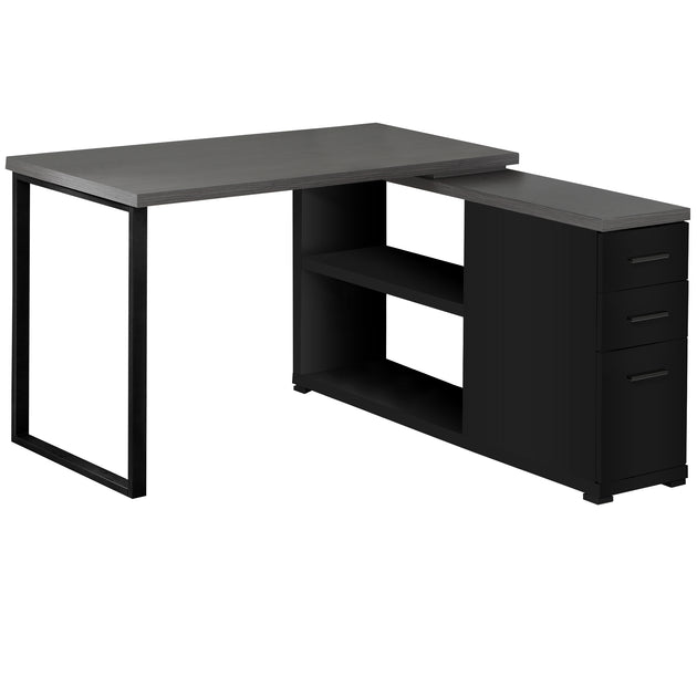 I 7433 Computer Desk - Black / Grey Top Left/Right Facing Corner - Furniture Depot