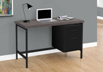 I 7437 Computer Desk - 48"L / Black / Grey Top / Black Metal - Furniture Depot