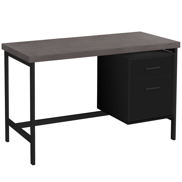 I 7437 Computer Desk - 48"L / Black / Grey Top / Black Metal - Furniture Depot