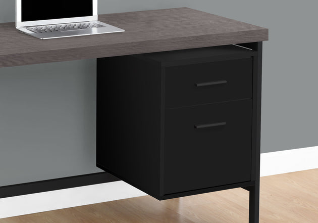 I 7437 Computer Desk - 48"L / Black / Grey Top / Black Metal - Furniture Depot