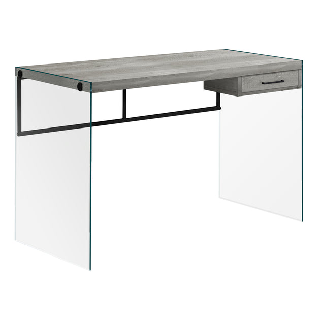 I 7445 Computer Desk - 48"L / Grey Reclaimed Wood / Glass Panels - Furniture Depot (7881136341240)