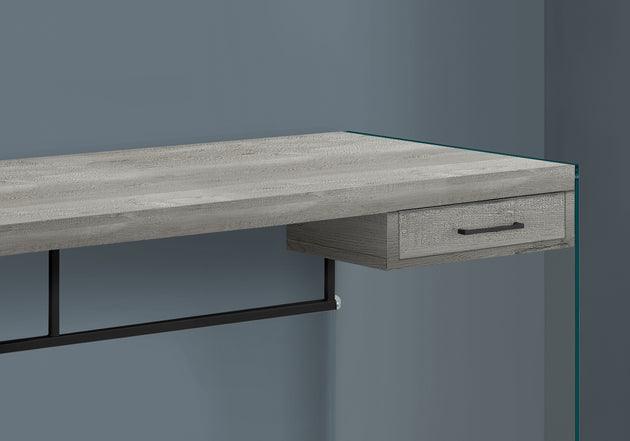 I 7445 Computer Desk - 48"L / Grey Reclaimed Wood / Glass Panels - Furniture Depot (7881136341240)