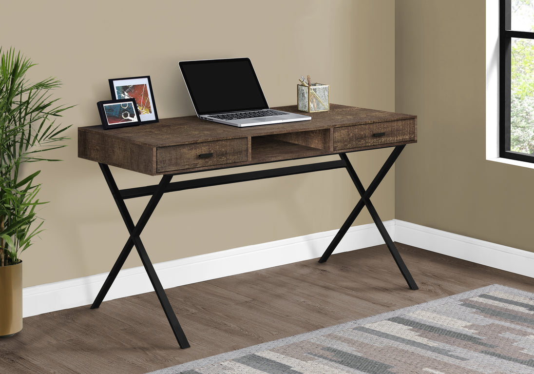 I 7447 Computer Desk - 48"L / Brown Reclaimed Wood / Black Metal - Furniture Depot (7881136374008)