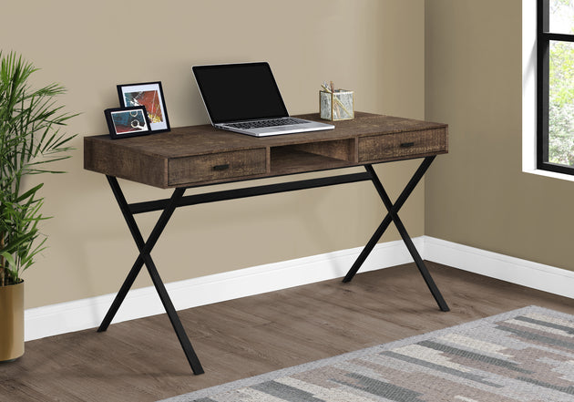 I 7447 Computer Desk - 48"L / Brown Reclaimed Wood / Black Metal - Furniture Depot (7881136374008)