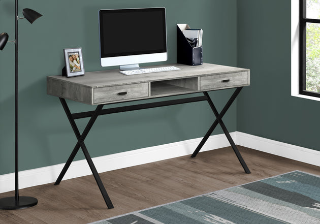 I 7448 Computer Desk - 48"L / Grey Reclaimed Wood / Black Metal - Furniture Depot (7881136406776)