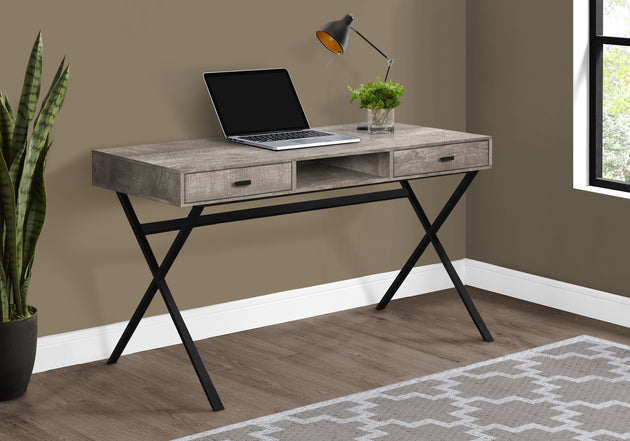 I 7449 Computer Desk - 48"L / Taupe Reclaimed Wood / Black Metal - Furniture Depot (7881136439544)