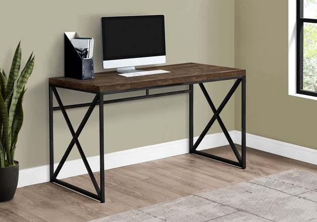 I 7450 Computer Desk - 48"L / Brown Reclaimed Wood / Black Metal - Furniture Depot (7881136472312)