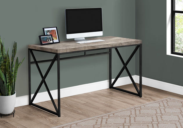 I 7452 Computer Desk - 48"L / Taupe Reclaimed Wood / Black Metal - Furniture Depot (7881136537848)