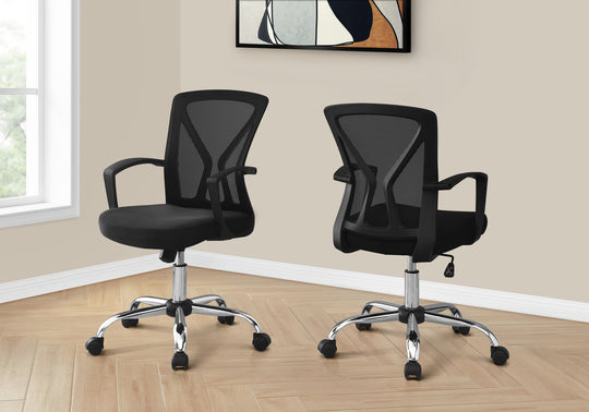 I 7460 Office Chair - Black / Chrome Base On Castors - Furniture Depot