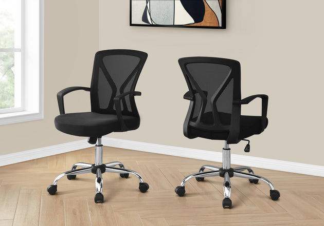 I 7460 Office Chair - Black / Chrome Base On Castors - Furniture Depot