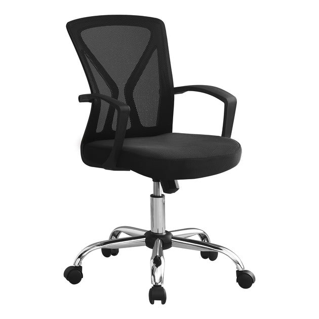 I 7460 Office Chair - Black / Chrome Base On Castors - Furniture Depot