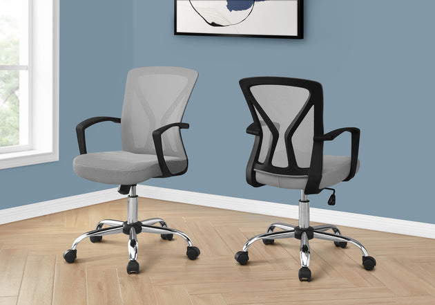 I 7461 Office Chair - Grey / Chrome Base On Castors - Furniture Depot