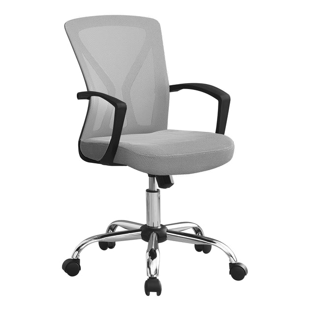 I 7461 Office Chair - Grey / Chrome Base On Castors - Furniture Depot