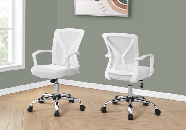 I 7462 Office Chair - White / Chrome Base On Castors - Furniture Depot