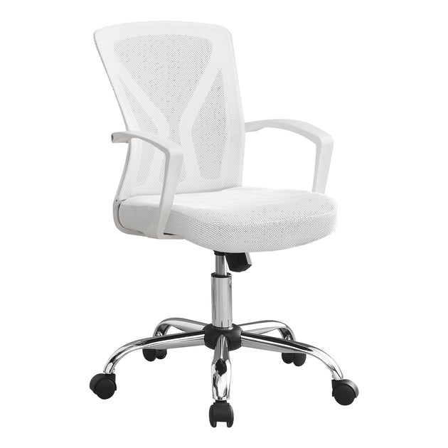 I 7462 Office Chair - White / Chrome Base On Castors - Furniture Depot