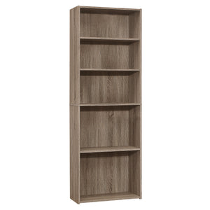 I 7468 Bookcase - 72"H / Dark Taupe With 5 Shelves - Furniture Depot