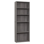 I 7469 Bookcase - 72"H / Grey With 5 Shelves - Furniture Depot