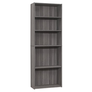 I 7469 Bookcase - 72"H / Grey With 5 Shelves - Furniture Depot